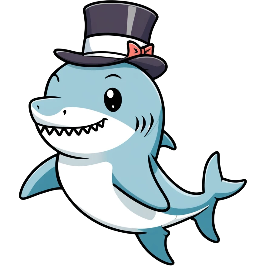 Shark with a top hat emoji