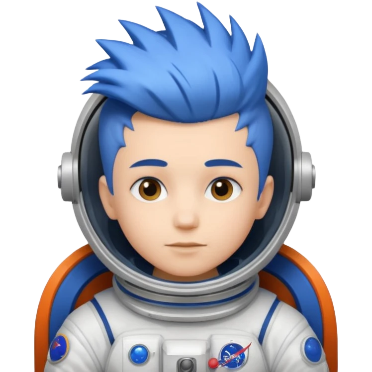 astronaut with short blue mohawk hair non helmet emoji