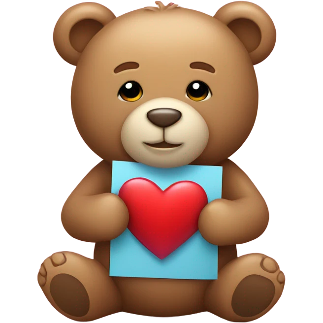 Teddy bear holding a love heart emoji