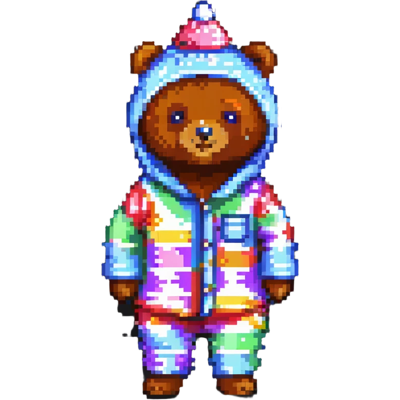 bear in colorful pajamas with a nightcap emoji
