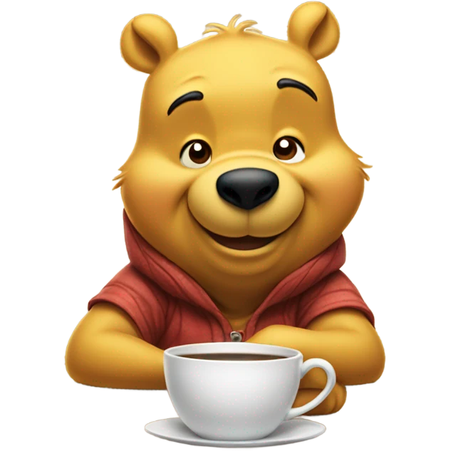 Winnie the Pooh drinking coffee emoji