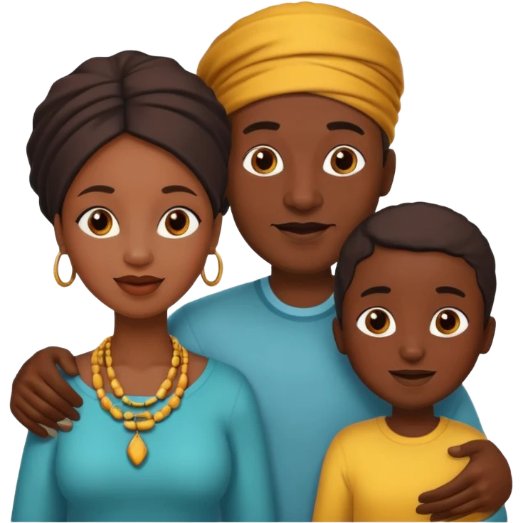 African parents, lively expressions, cultural details, playful toon style emoji