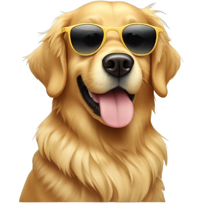 Golden retriever with sun glasses emoji