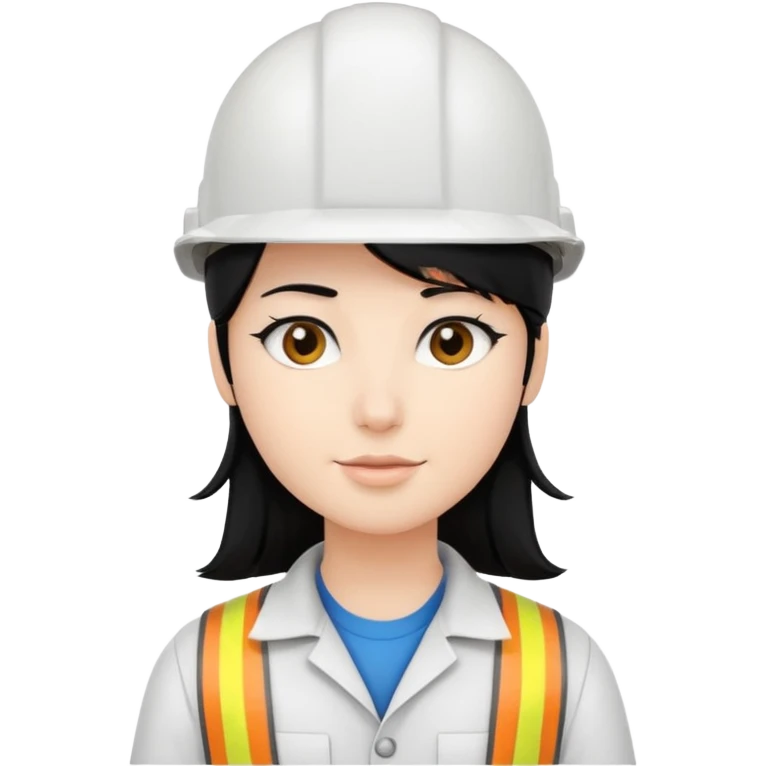 Ingeniera industrial casco blanco y cabello negro emoji