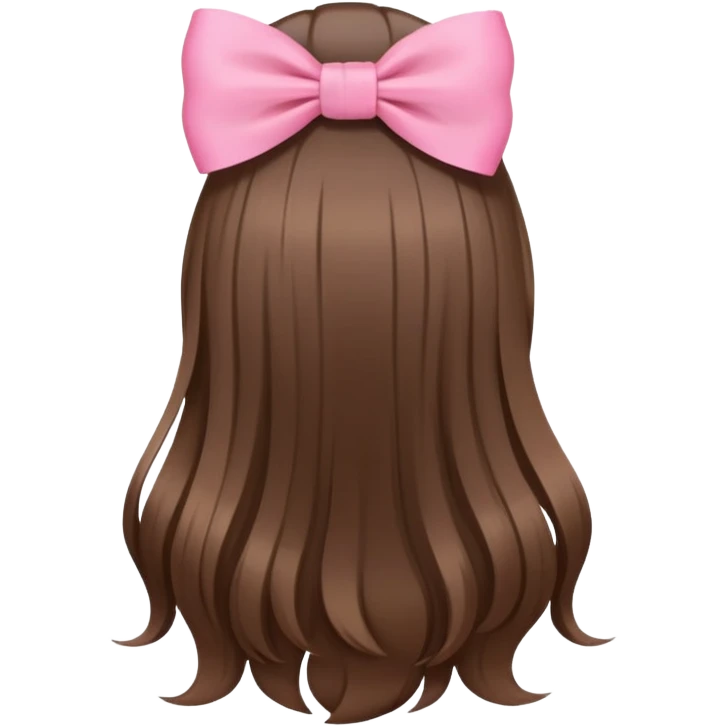 brown open hair from behind with a pink bow emoji