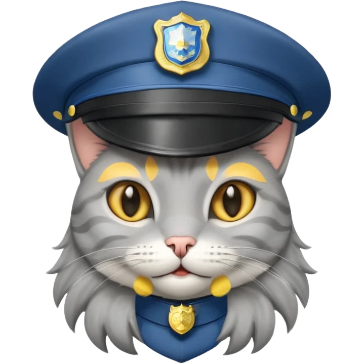 happy grey long hair cat police emoji