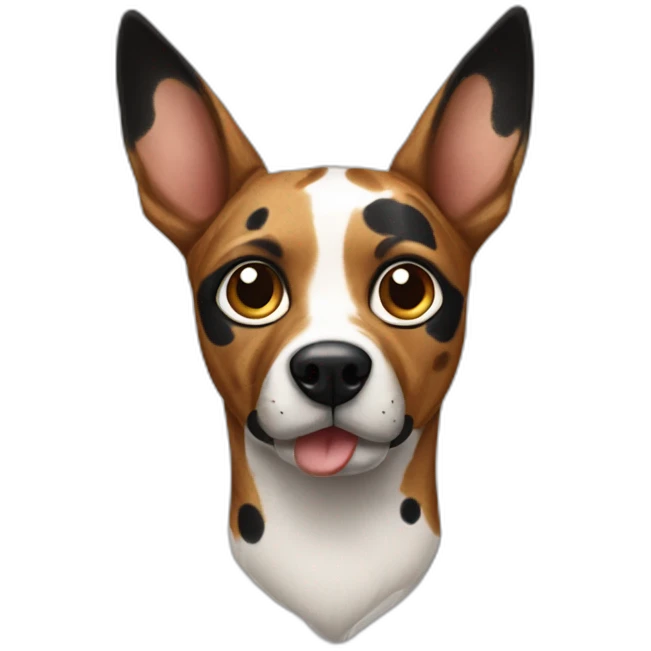 Spotted dog pointy ears eye patch marking emoji