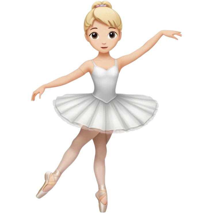 female ballet dancer, blond hair, white dress, standing on tiptoe emoji