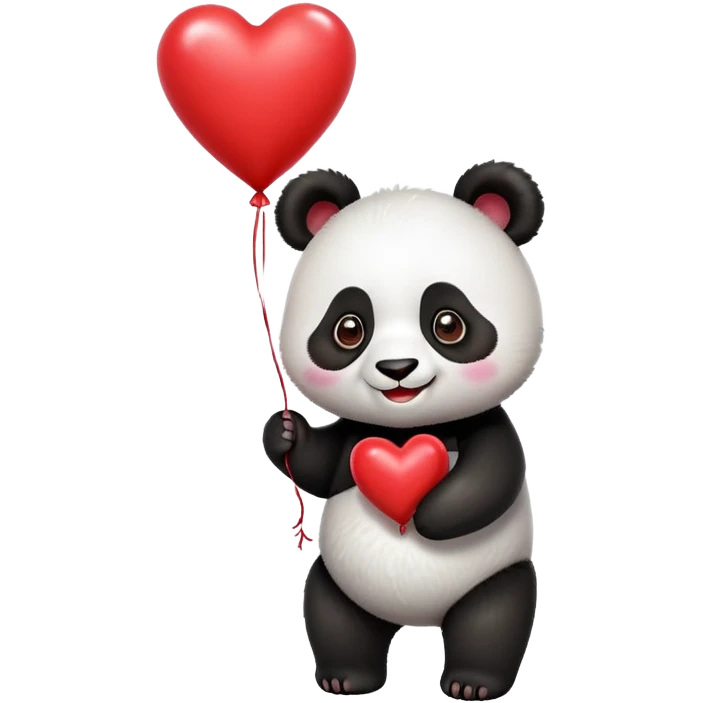 panda holding heart shaped red balloon emoji