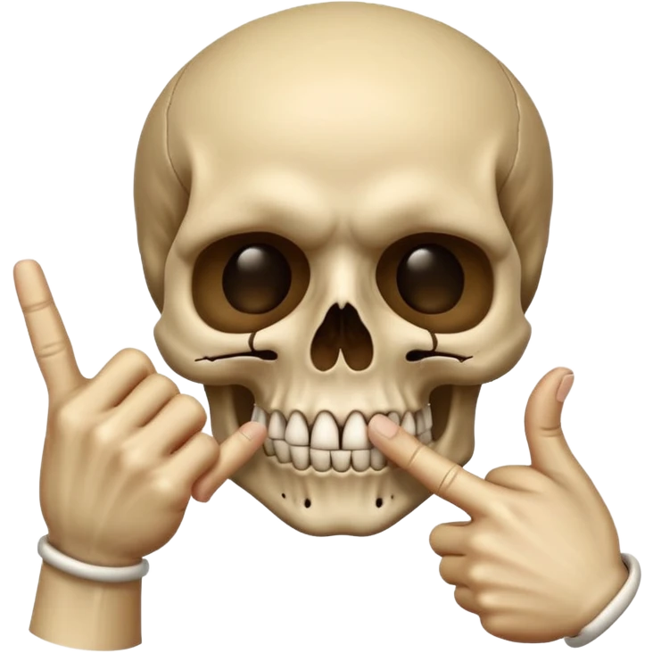 skull making a 'shh' gesture, finger to mouth emoji