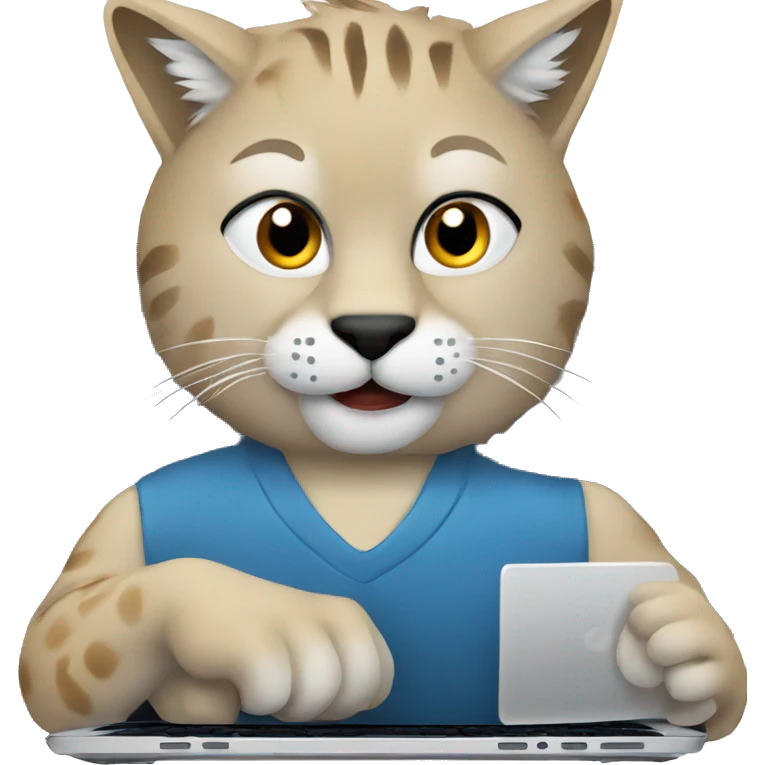 A blue lynx with a laptop emoji