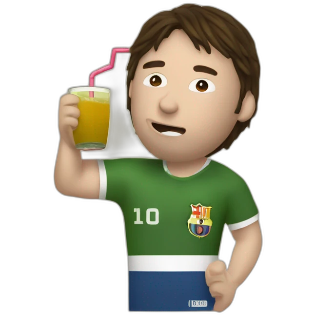 messi drinking yerba mate from a yerba mate gourd with a straw emoji