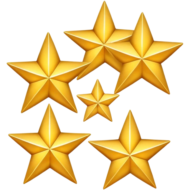 3 golden stars, one big in the center and two smaller on the sides emoji