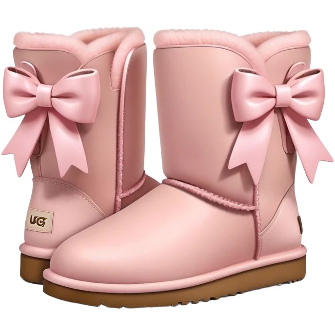 Blush pink Ugg boots with blush pink bows emoji