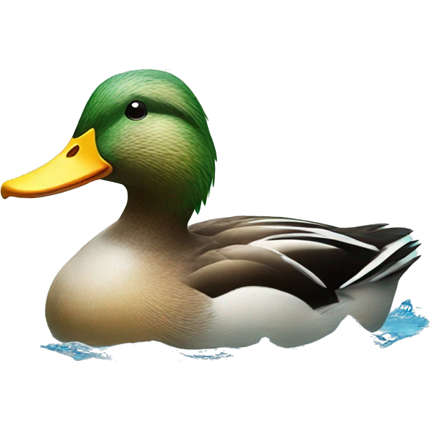 Duck sitting in water with blue water emoji