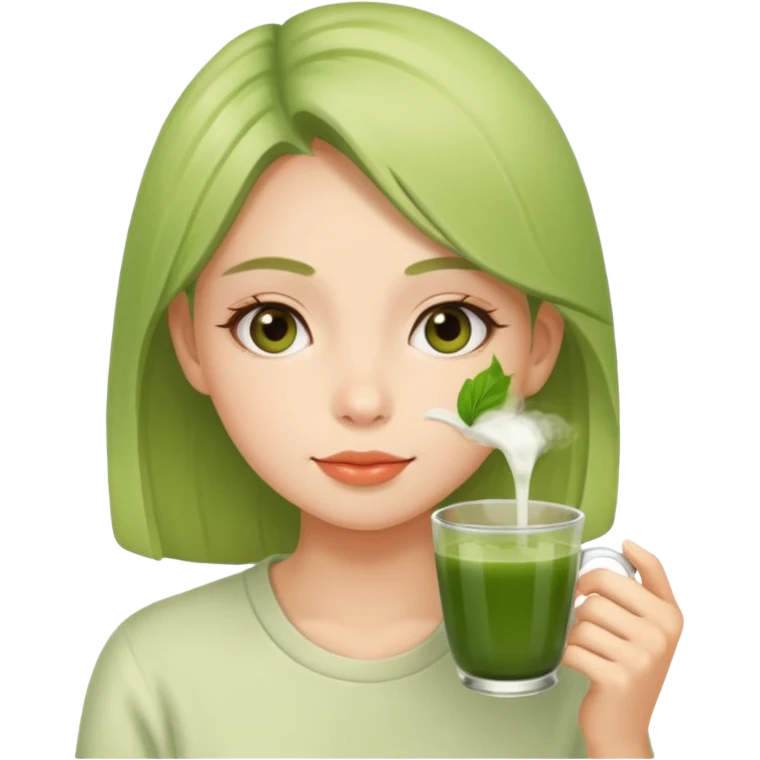 Girl drink a matcha  emoji