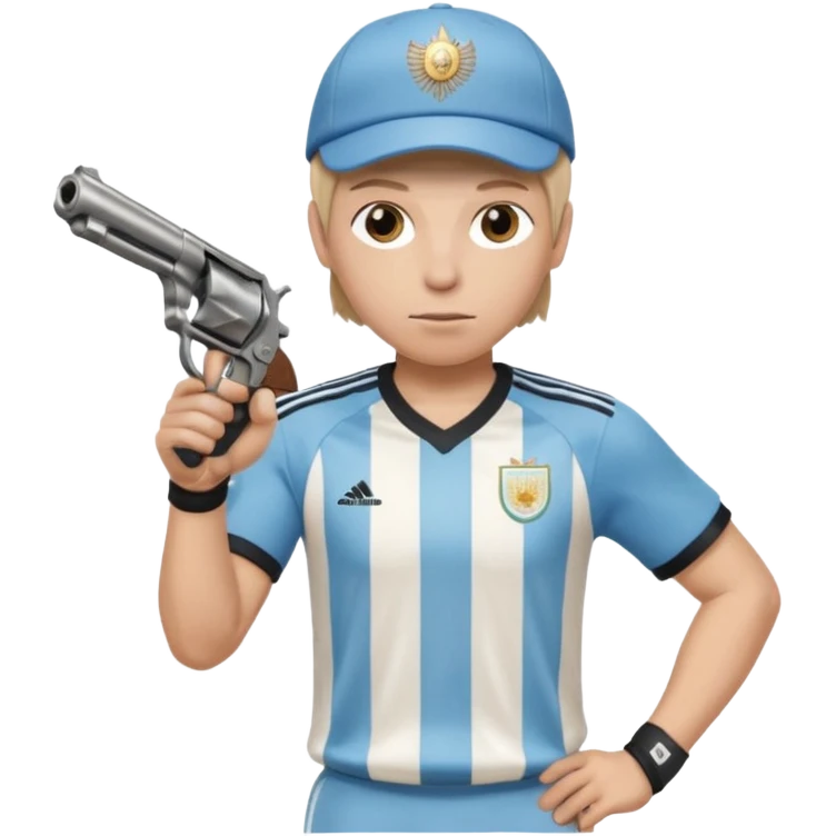 haz un turro con una biszera para atras y con un arma remera argentina pero arma de fuego que tenga un revolver solo que tenga una bicera para atras emoji