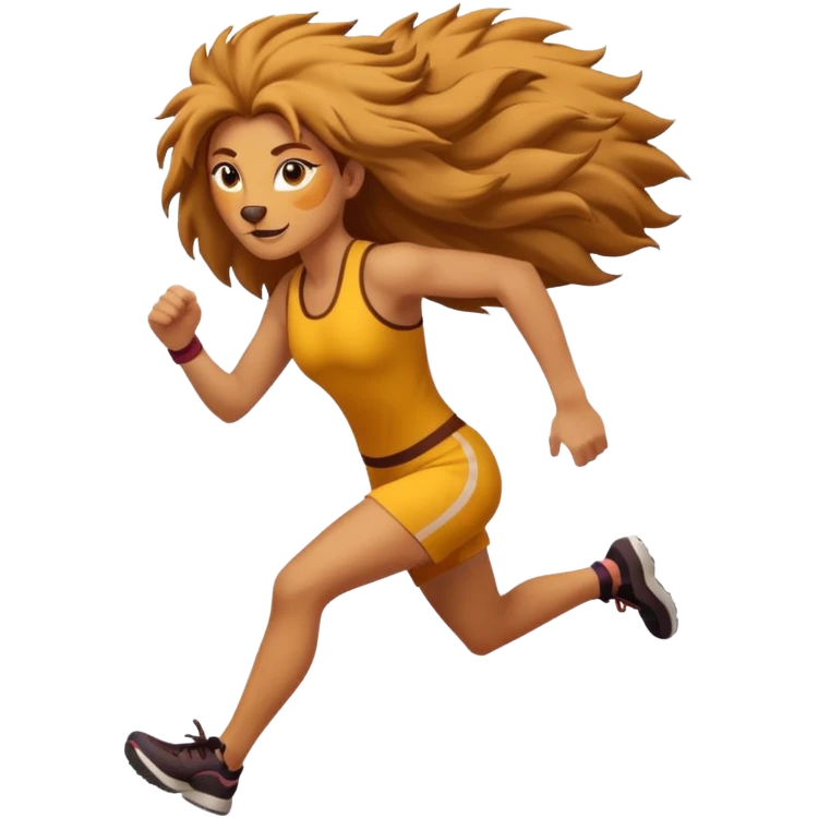 High resolution of a running women lion emoji