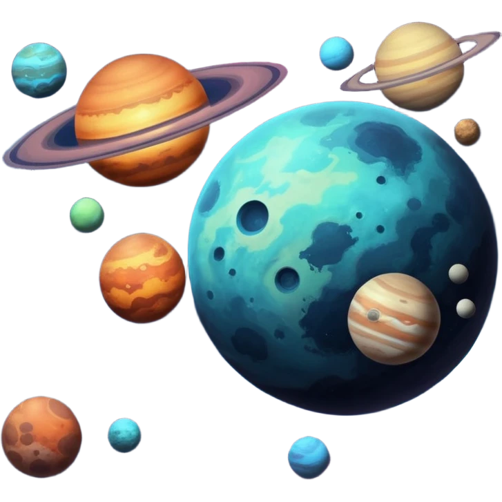 image of deep space, with planets, stars an a galaxy, in a distopian future. emoji