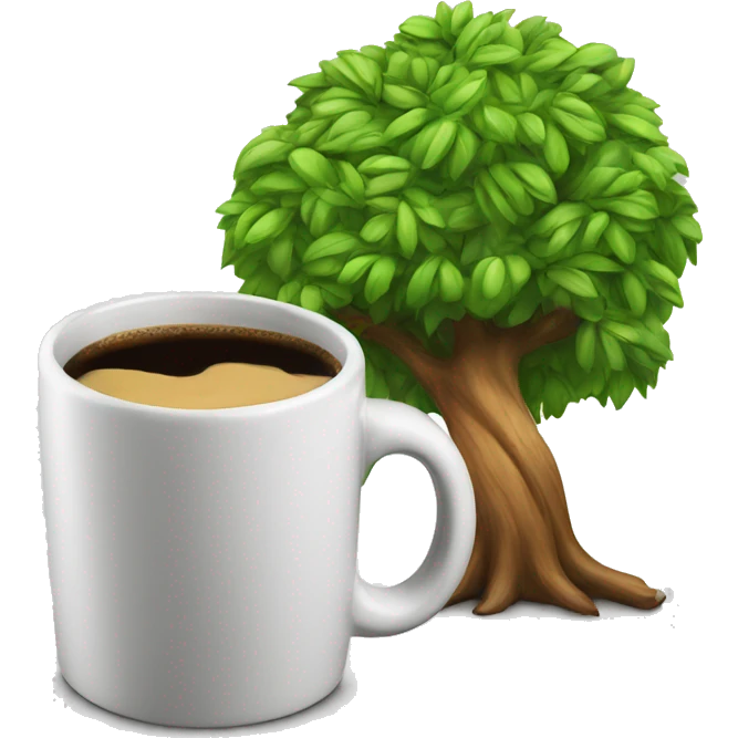 Tree holding a coffee mug emoji