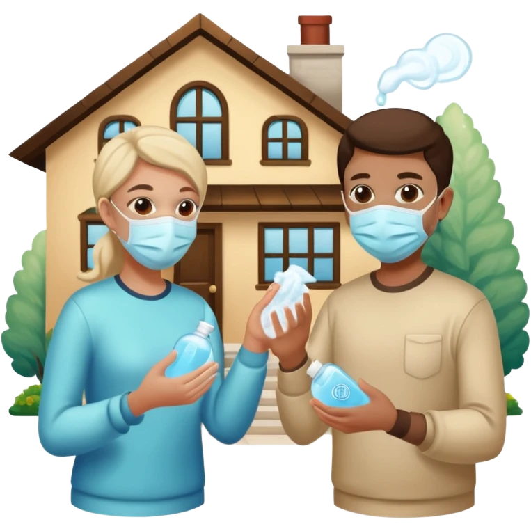 Give me emojis that represent corona-time safety rules such as: keep your distance, wear a mask, wash hands, avoid crowds, sanitize regularly, stay home, and no handshakes. Use only relevant emojis. emoji