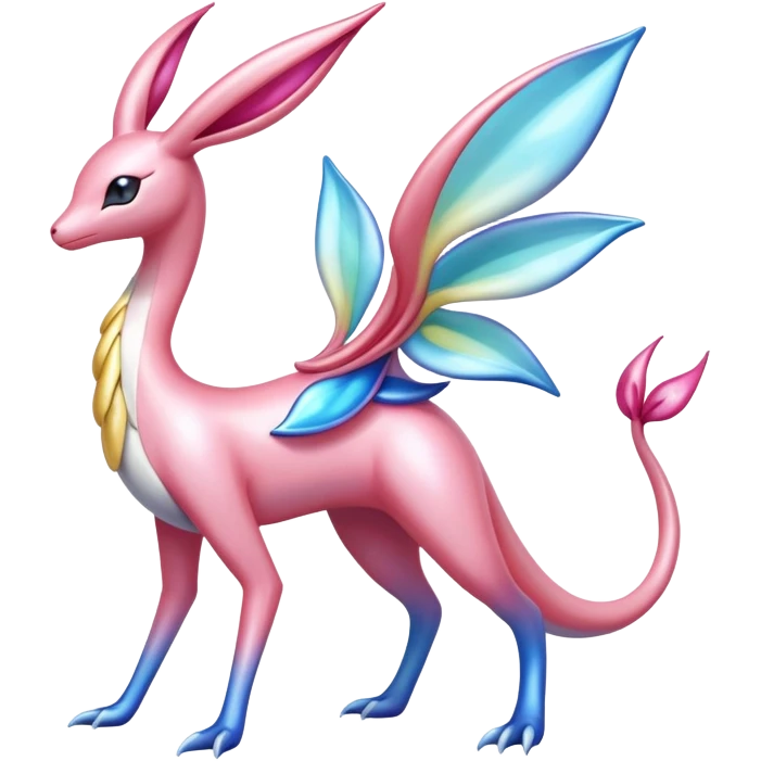 Colorful Shiny Exotic Cresselia-Sylveon-Milotic-Fakémon-hybrid-creature (full body)  emoji