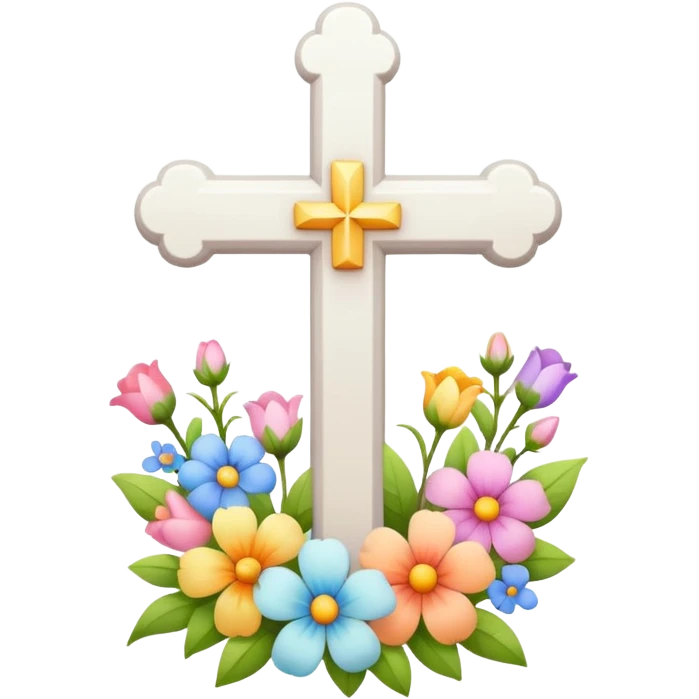Cute Christian cross with flowers on it emoji