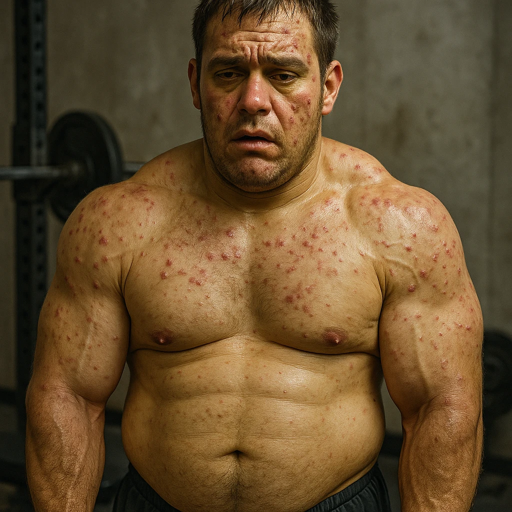  bodybuilder che fa dosaggi a caso di steroidi, e quindi sta male, iper realistica , con tanti effetti collaterali e senza chissà che risultati estetici emoji