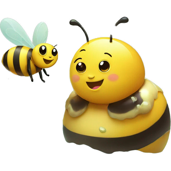 honey bathing a fat and happy bee emoji