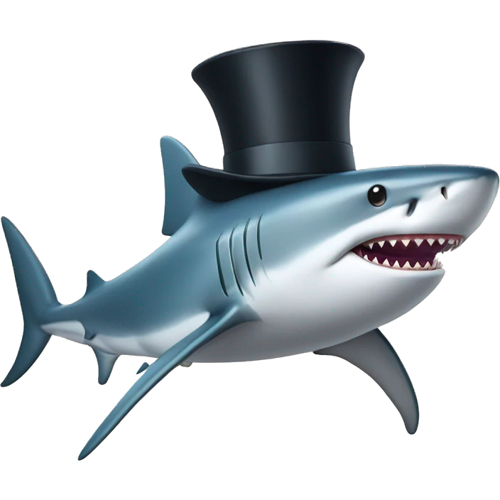 Shark with a top hat emoji