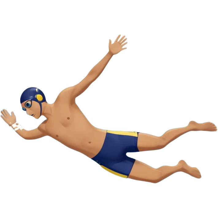Create a simple, clean emoji of a swimmer diving into a swimming pool, mid-air, arms extended forward, water splash below. Flat design, bright colors, minimal details, emoji style emoji