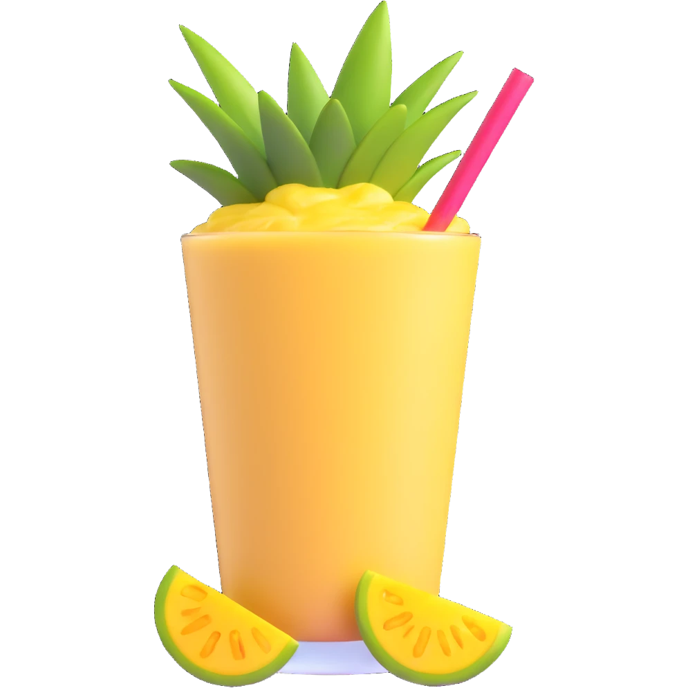 tropical smoothie with pineapple and coconut emoji