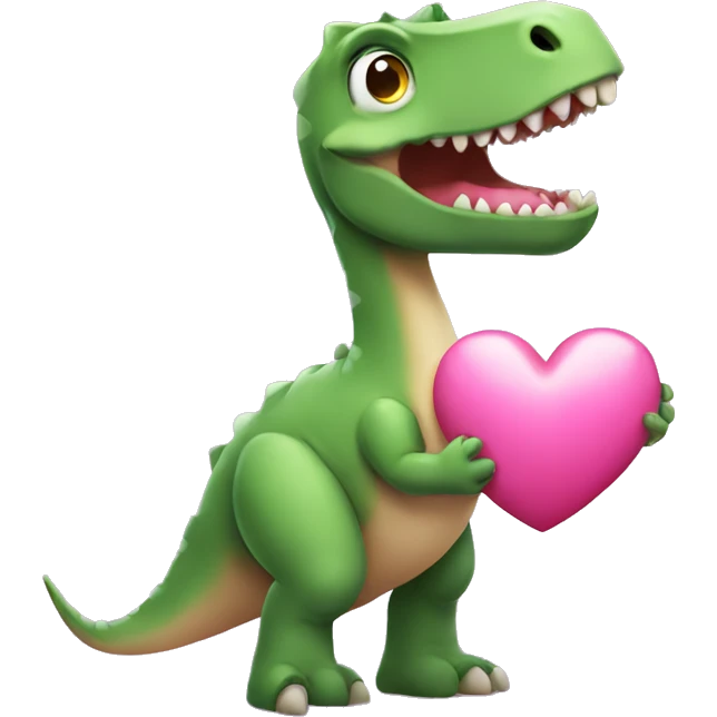 Dinosaurus holding a pink heart emoji
