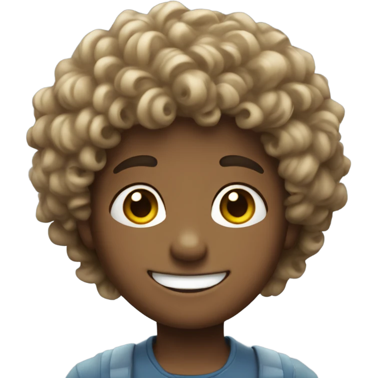 boy with curly hair and a cute smile emoji