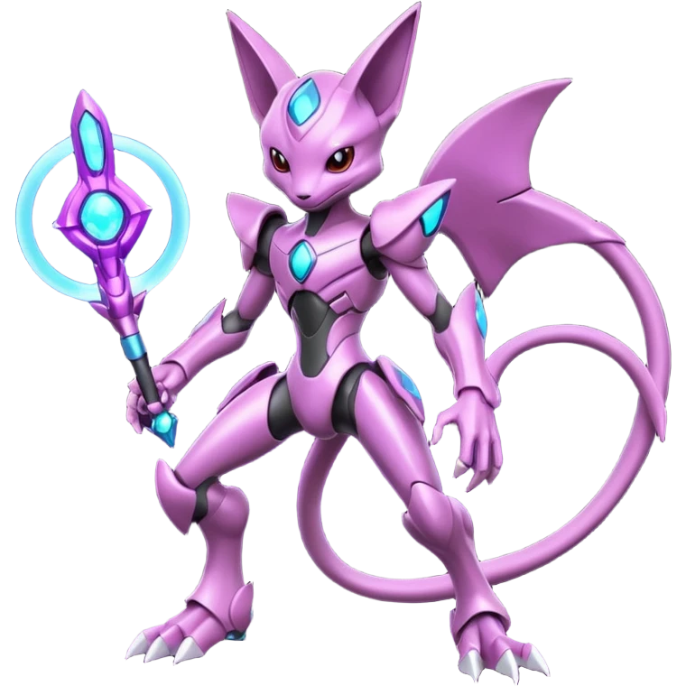 Futuristic armored cyber-Mewtwo-Sableye-Genesect-Deoxys-Espeon-alien-hybrid-fusion emoji