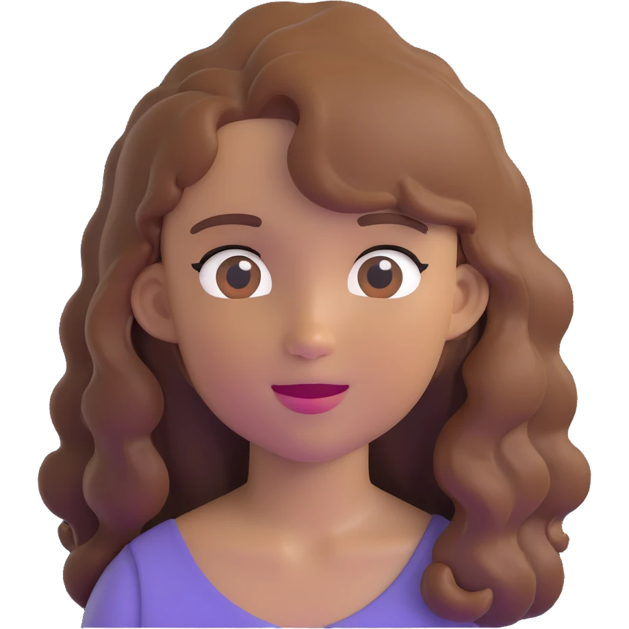 cartoon emoji of a 16 year old girl with natural skin tone and wavy medium hair emoji