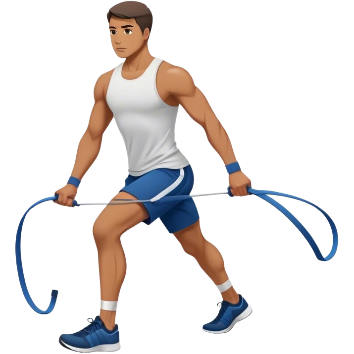 man stepping on resistance band emoji