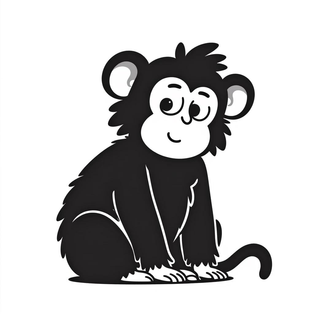sad fat monkey, hand drawn doodle style emoji