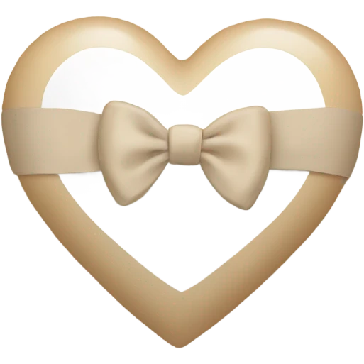 white heart with beige bow emoji