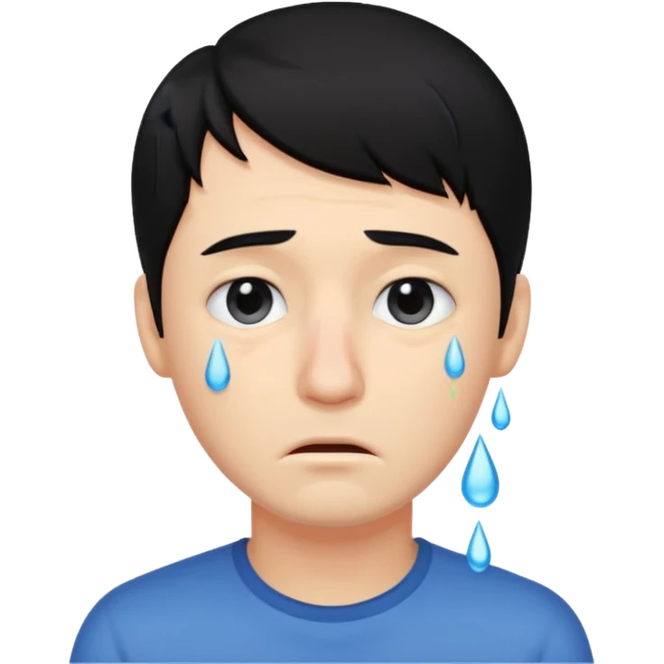 man crying with black hair emoji