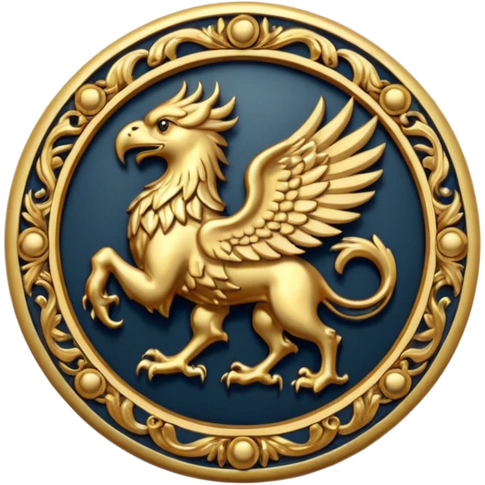 Golden griffin crest / brosch in a circle emoji