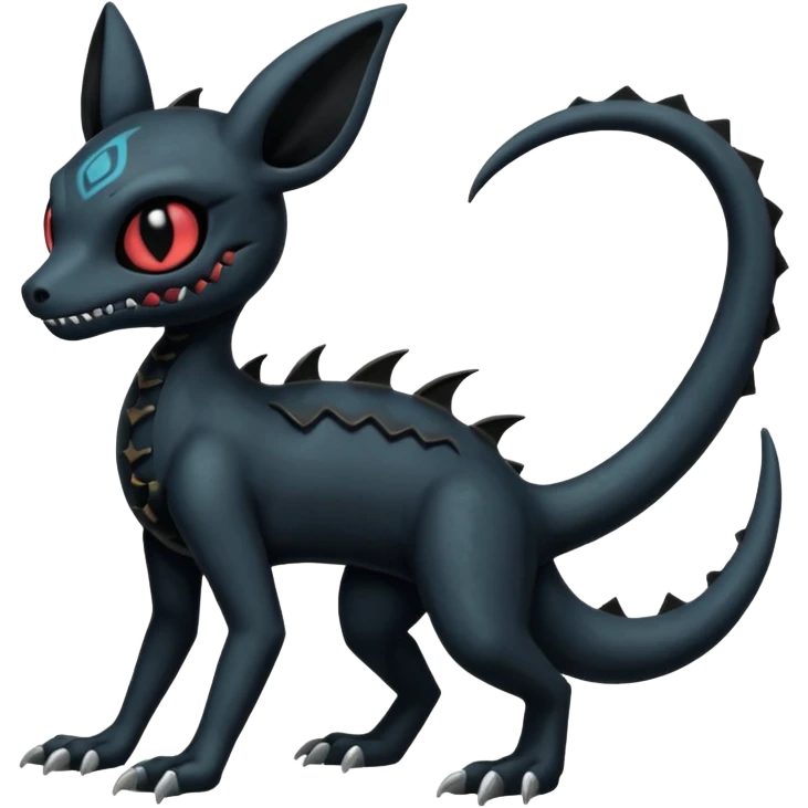 Vintage Dull Dark Gloomy Gothic Duskull-Salandit-Umbreon-Fakémon-hybrid-creature (full body)  emoji