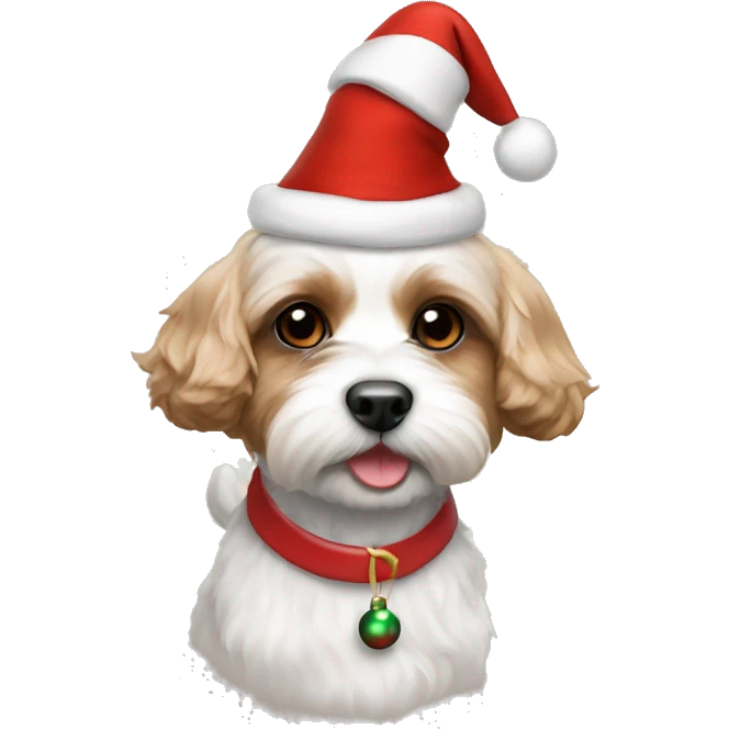 Cavachon with Christmas hat  emoji