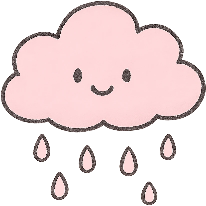 soft and cute weather icon, pink theme, Japanese hand-drawn style, transparent background, for mobile home screen emoji