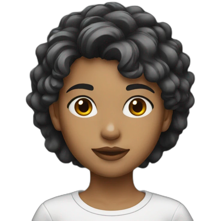 girl with wolfcut hair black emoji
