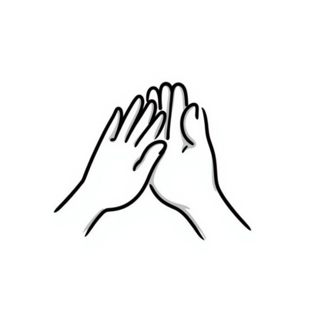 two hands clasped together, showing friendship, hand drawn doodle style illustration emoji