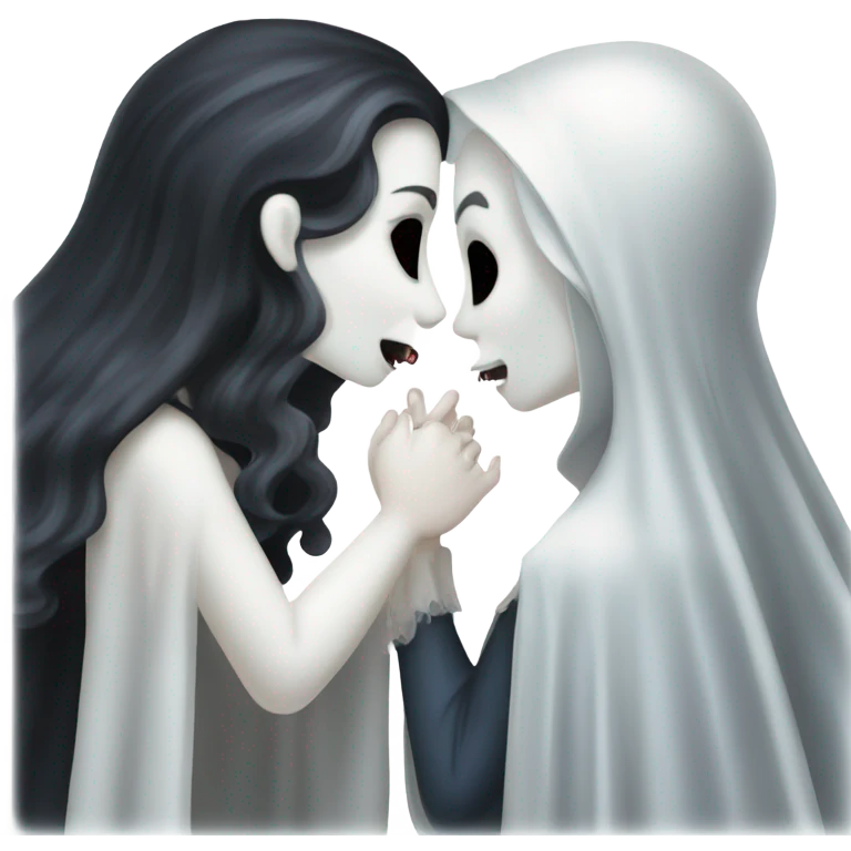 Ghost kissing Mae vampire emoji