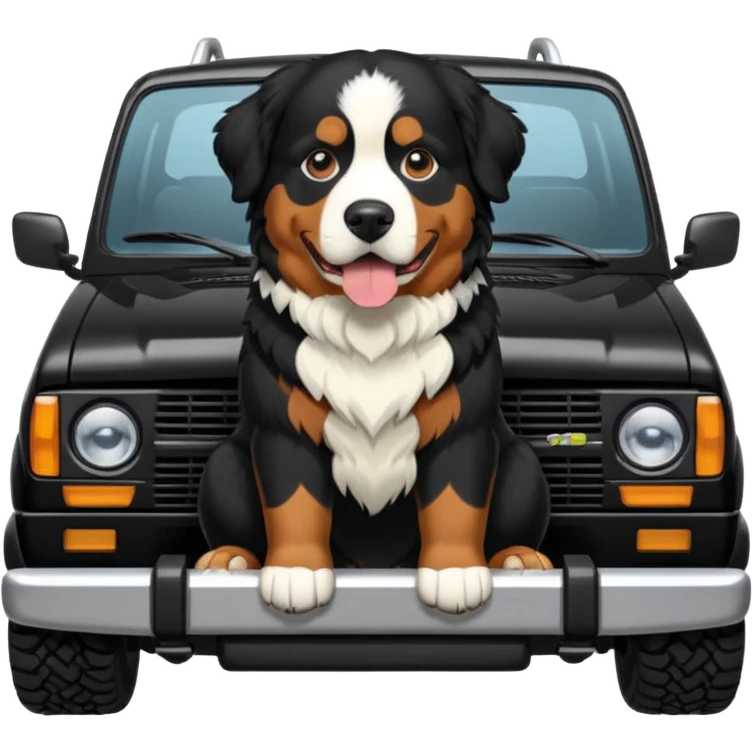 Bernese mountain dog in black 4Runner emoji