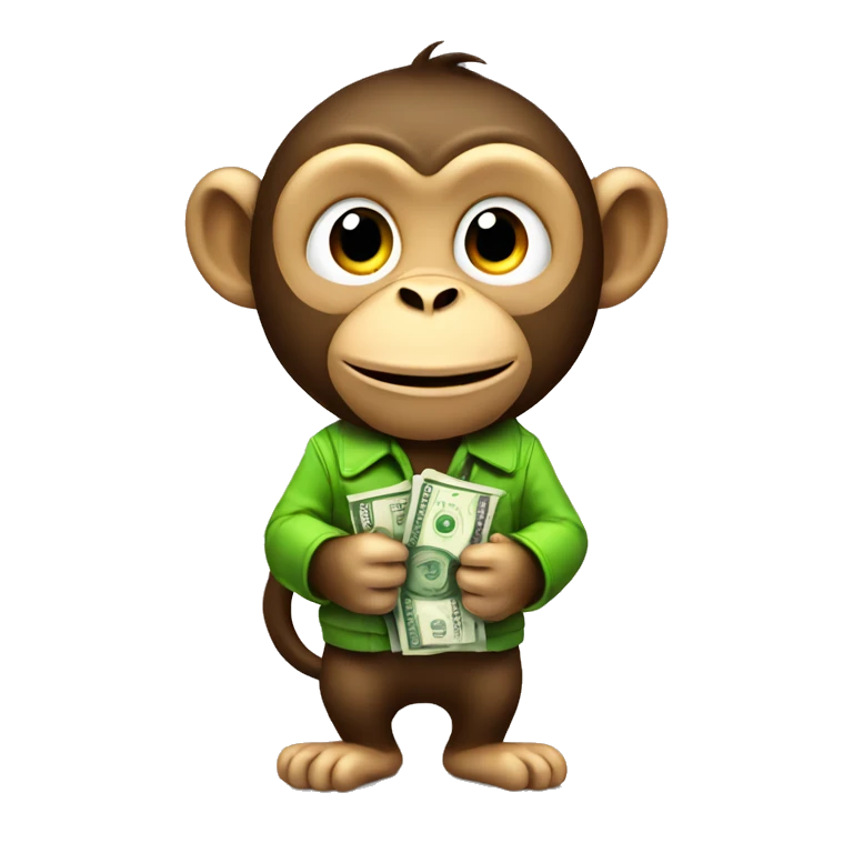 Monkey with money all in the pocket emoji