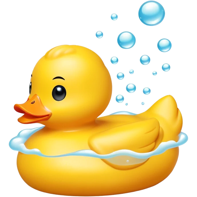 cute rubber duck toy in bath with bubbles emoji